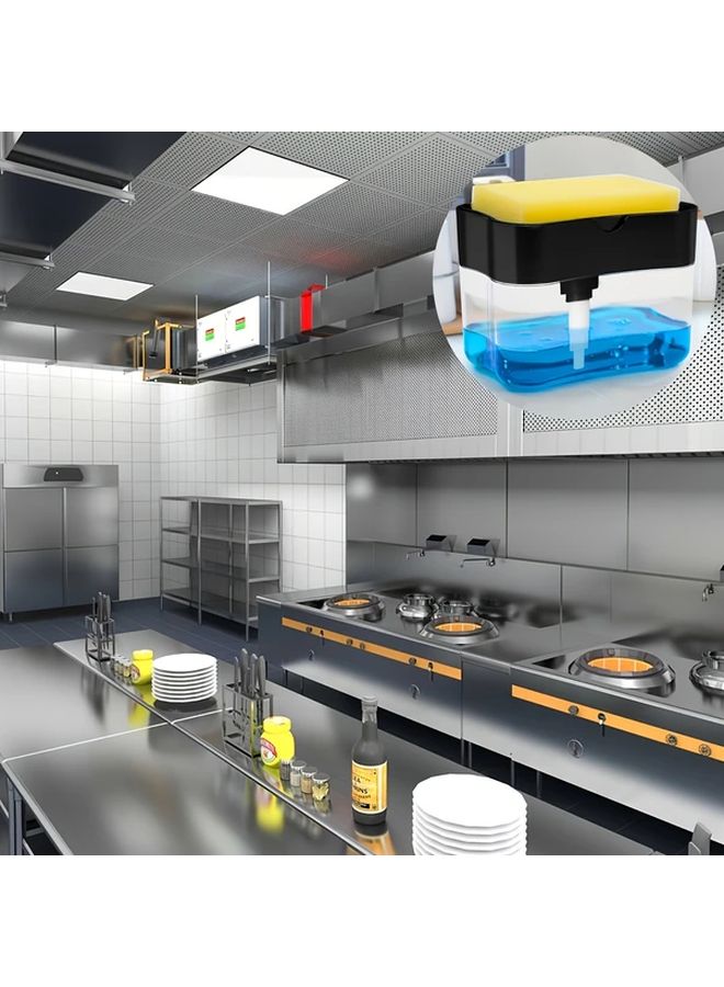 Black Automatic Dish Soap Dispenser One Touch Operation Transparent Window Refillable Kitchen Commercial Home Use - Image 2